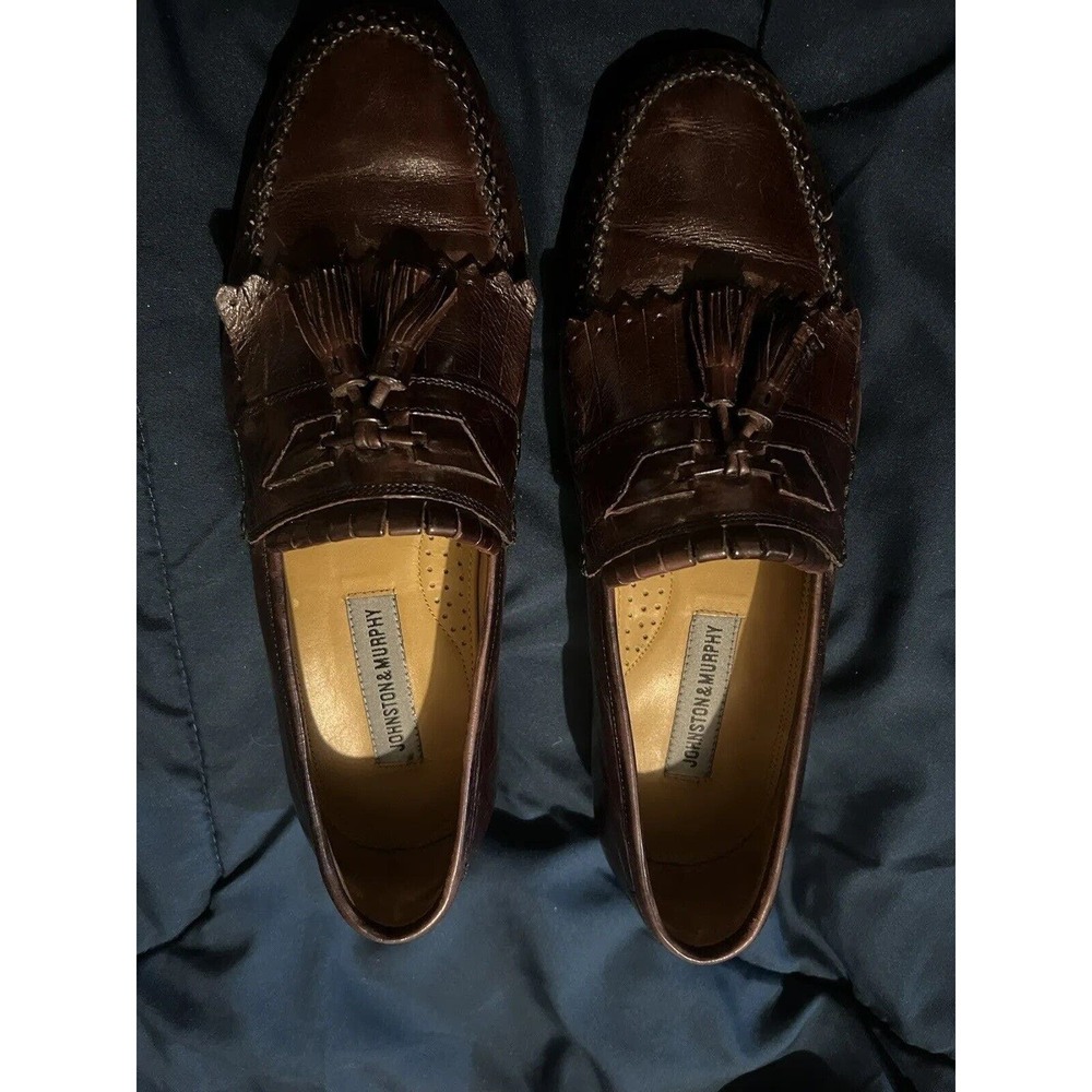 Johnston & Murphy Loafers Mens 9 Brown Tasseled slip on dress shoes leather